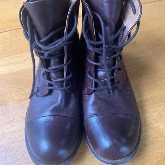 Creator Ankle Leather Booties Boho Chic Brown Lace Up Boots Shoes, Size 38 - Picture 1 of 9